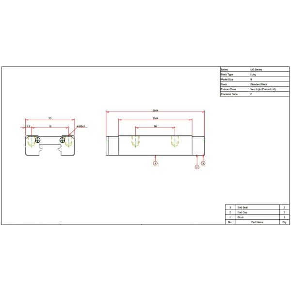 MGN9H Hiwin Linear Bearing MGN Type High Performance For CNC Machines