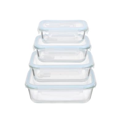 Récipient alimentaire en verre avec couvercle PP ventilé à 4 loquets - A