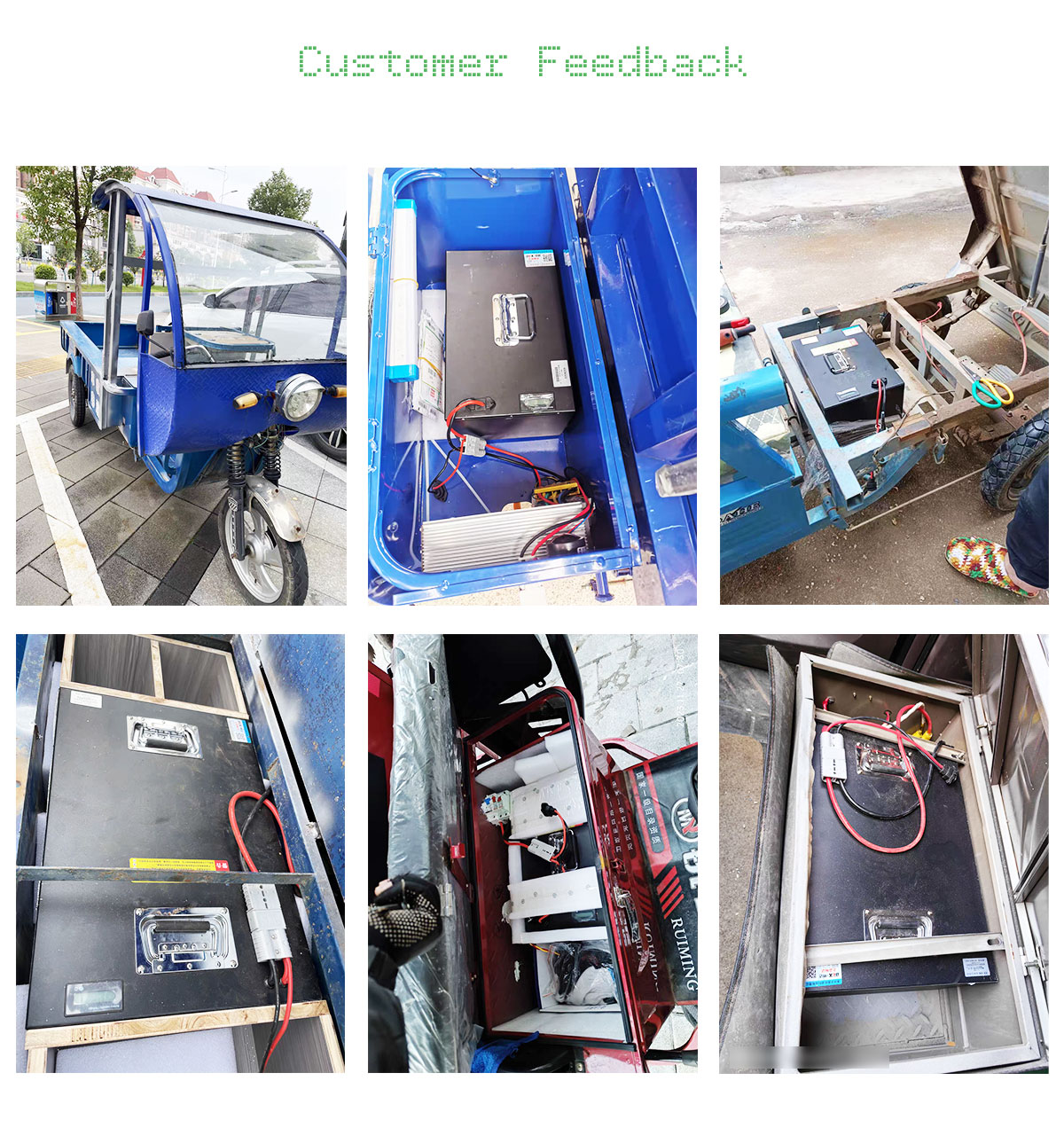 Электрическая трекоходная тележка Richshaw Литийная батарея 48V 60V 72V LFP батарея Универсальный стандарт