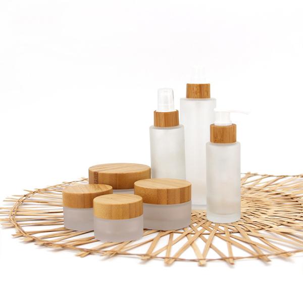 Frasco de bambu de empacotamento cosmético de bambu do cosmético do creme da tampa dos recipientes cosméticos de vidro