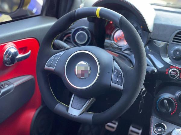 Custom Hand Sewing Black Leather Suede Steering Wheel Cover for Fiat Abarth 500 500C 595 595C GQ S 500C S Linea 2009 2016