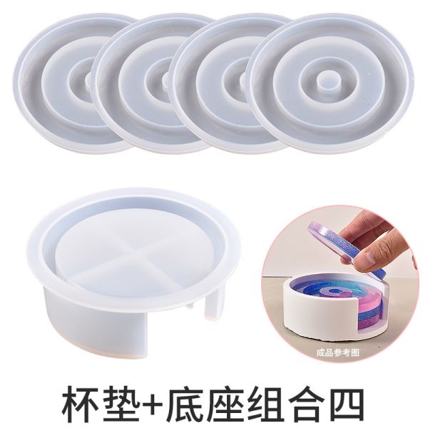 DIY crystal dropper resin gypsum coaster circular coaster holder storage box mirror silicone mold