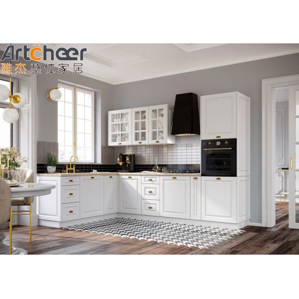 Modern Solid Wood Kitchen Cabinet with Quartz Stone Table Top and 5 Year Warranty