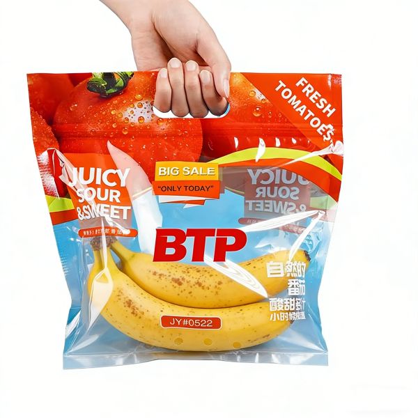 Custom Ventilated Produce Handheld Bags Food-Grade Material Ideal for Commercial Fresh Vegetable & Fruit Packaging & Storage