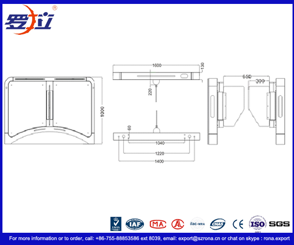 Высота талии турникета ворот скорости Фастлане нержавеющей стали 304# с ясными панелями барьера