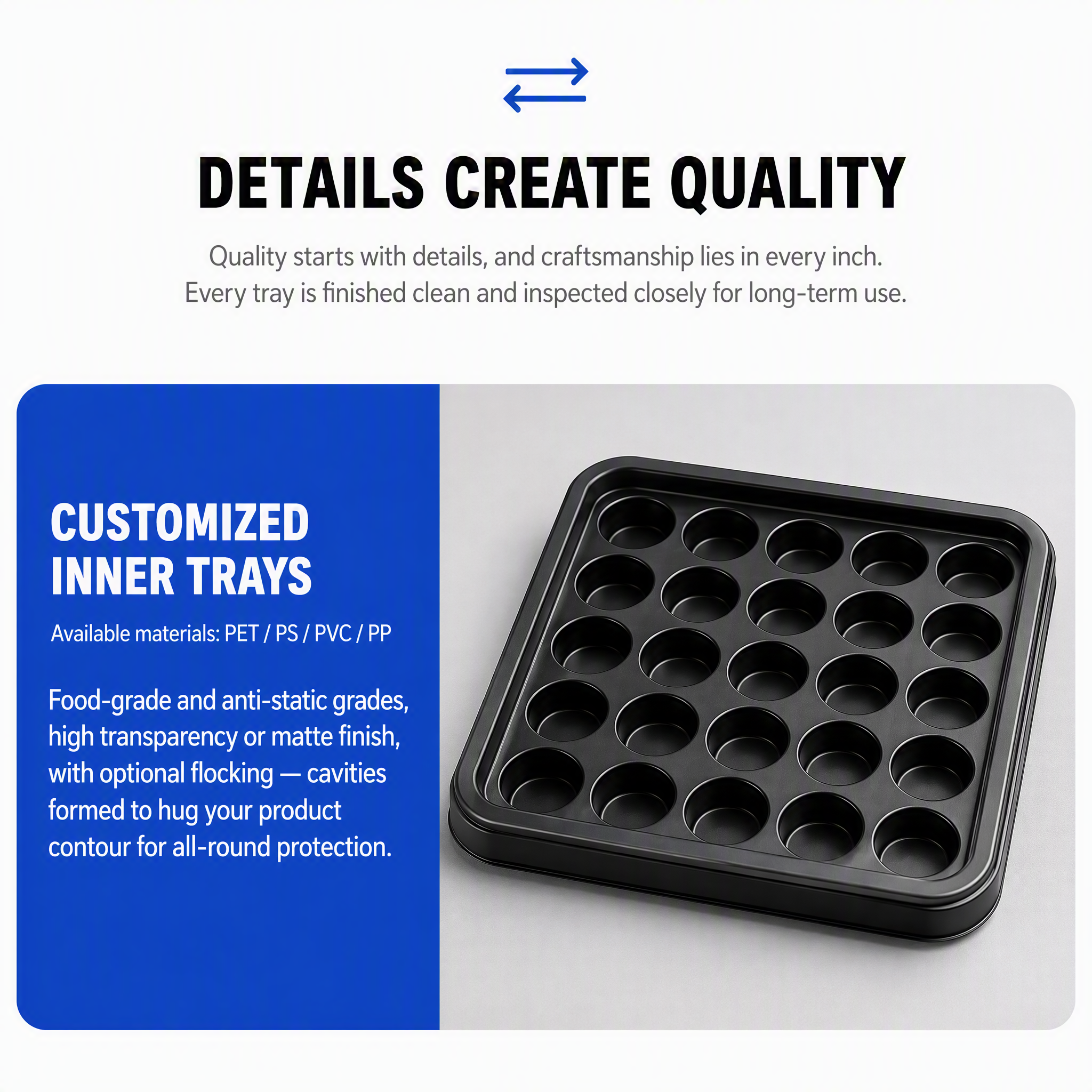 Factory Direct Custom Size PET Thermoformed Tray Vacuum Packaging for Hardware Automotive Components Bulk Supply