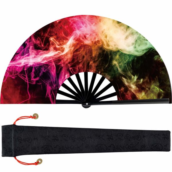 [I AM YOUR FANS] Custom Promotional Large Rave Nylon Fabric Clack Fan Hand Held Folding Fans for Advertisement