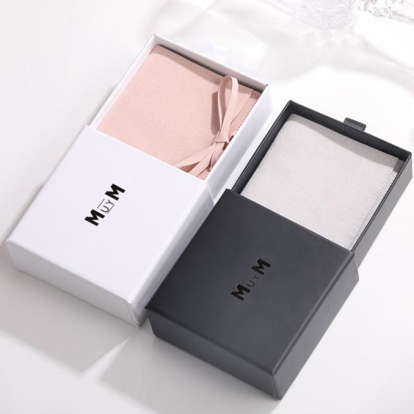 Jewelry Box Design Packaging Jewelry Gift Box With Ring Paper Box Luxury Microfiber Jewelry Packaging Pouch
