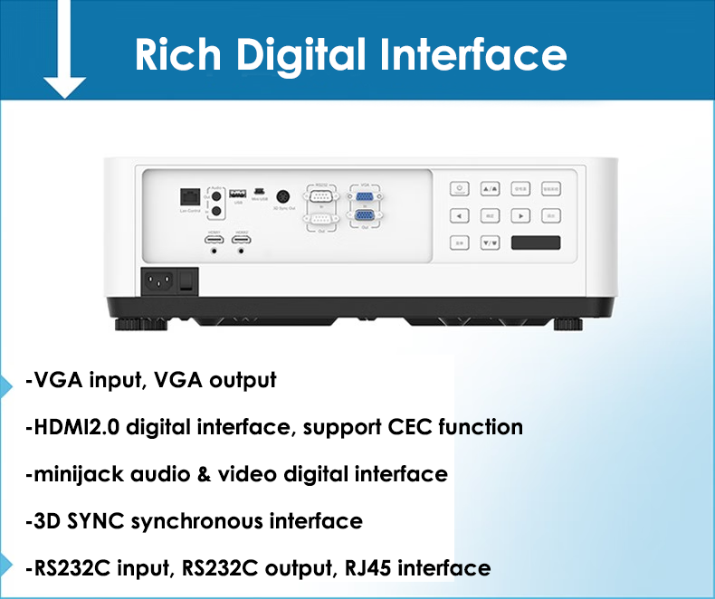 Flyin 5500 Lumen DLP Laser Projector WUXGA High Resolution 4K Active 3D Presentation 0.8 DMD Chip For Precise Imaging Manual Focus Lens Shift For A Flexible Projection Experience