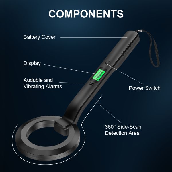 Handheld Metal Scanner with 360° Scanning, LCD Display, and ABS Shell for High Sensitivity Detection