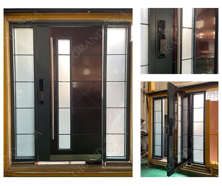 New Design Italian Fashion Modern Design Russia Model First-Class Security Steel Metal Front Entry Pivot Door Price