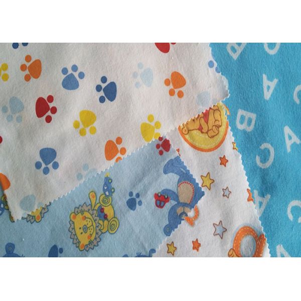 Dyed Printed Cotton Flannel Cloth , Children Clothing Fabric Widely Use