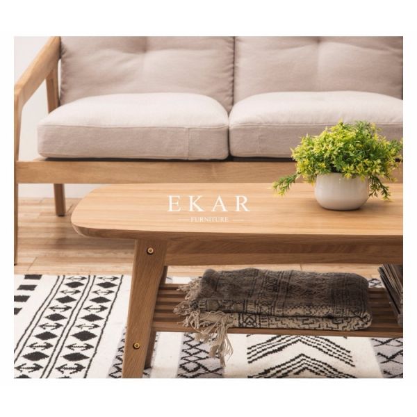 Oval Coffee Table 4 Legs Solid Wood Egyptian Style Living Room Furniture