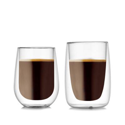 180ml/250ml copo de vidro isolado, copos de café dobro resistentes ao calor da parede