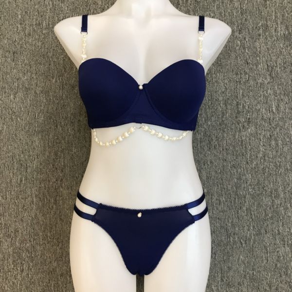 High Quality Women Romantic Panty Bra Set Wholesale Pearl Decoration Cute Fancy Women BRA Set PLUS SIZE 46-52C