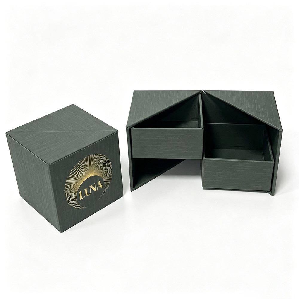 Rotating Gatefold Custom Rigid Boxes Creative Opening Luxury Gift Packaging