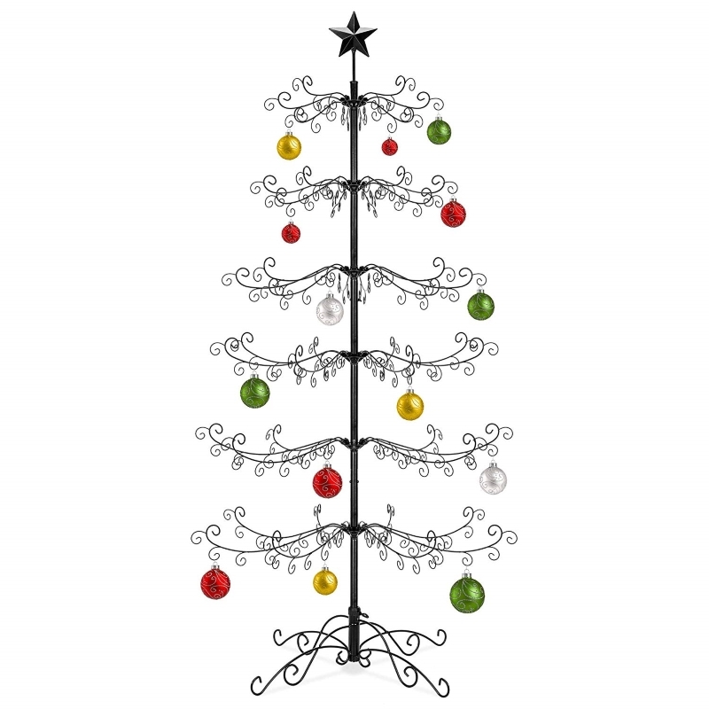 Black Iron 6 Feet Freestanding Christmas Tree Metal Frame for Commercial Holiday