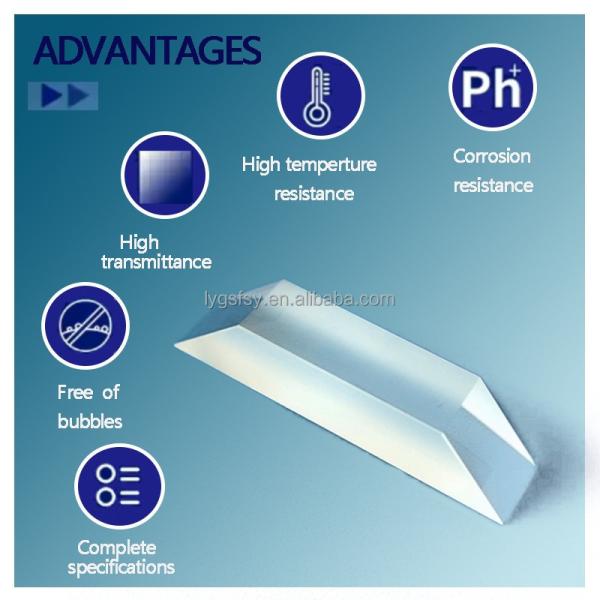 Service de traitement de coupe et de soudure sur mesure de prismes en quartz optique pour plaque de quartz transparente carrée