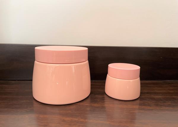 Frascos cosméticos plásticos cor-de-rosa alaranjados da cor 300g para cuidados pessoais