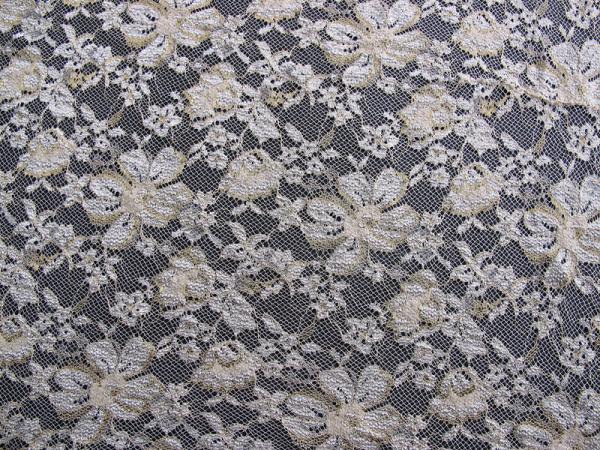 Black Scalloped Metallic Bulk Floral Lace Fabric Eco-Friendly Dyeing CY-LW0060