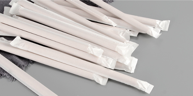 White Yellow Individually Wrapped Biodegradable Paper Straws Eco Friendly Food Grade