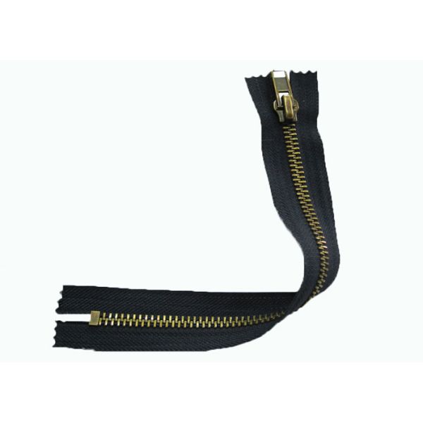 Antique Brass Steel Flame Resistant Zippers , Pants And Suits Closed Ended Metal