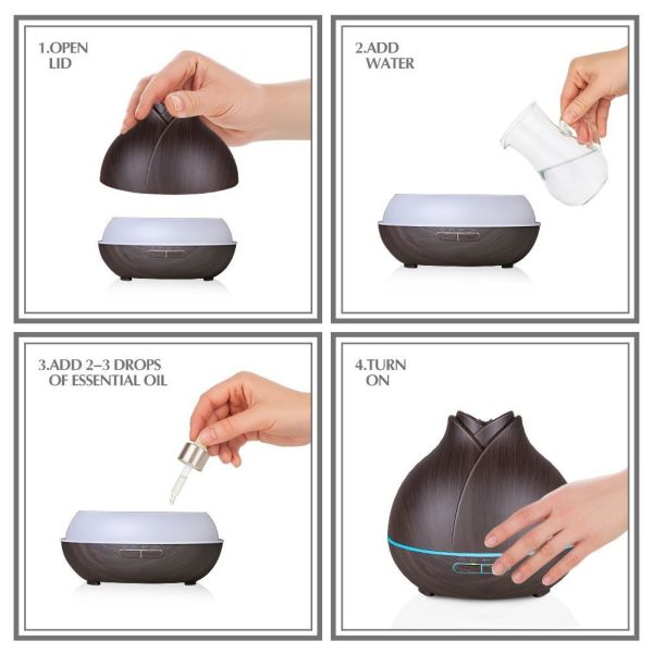 Cool Mist 400ml Wood Grain Ultrasonic Aroma Essential Oil Diffuser for Office Bedroom