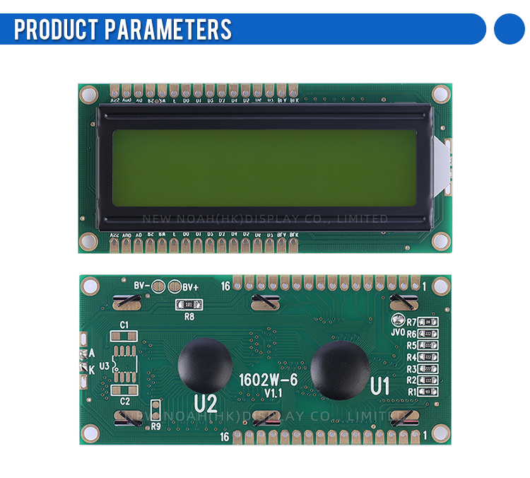 Russian Yellow Green Film 1602W-6 Large Window Double Row LCD Screen Module 64*16MM AIP31066L