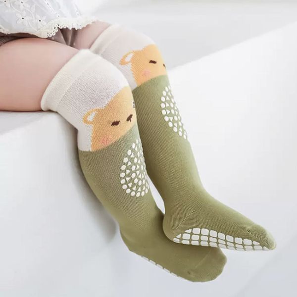Cute Cartoon Pattern Custom Knee High Socks Cotton Non Slip Baby Stockings