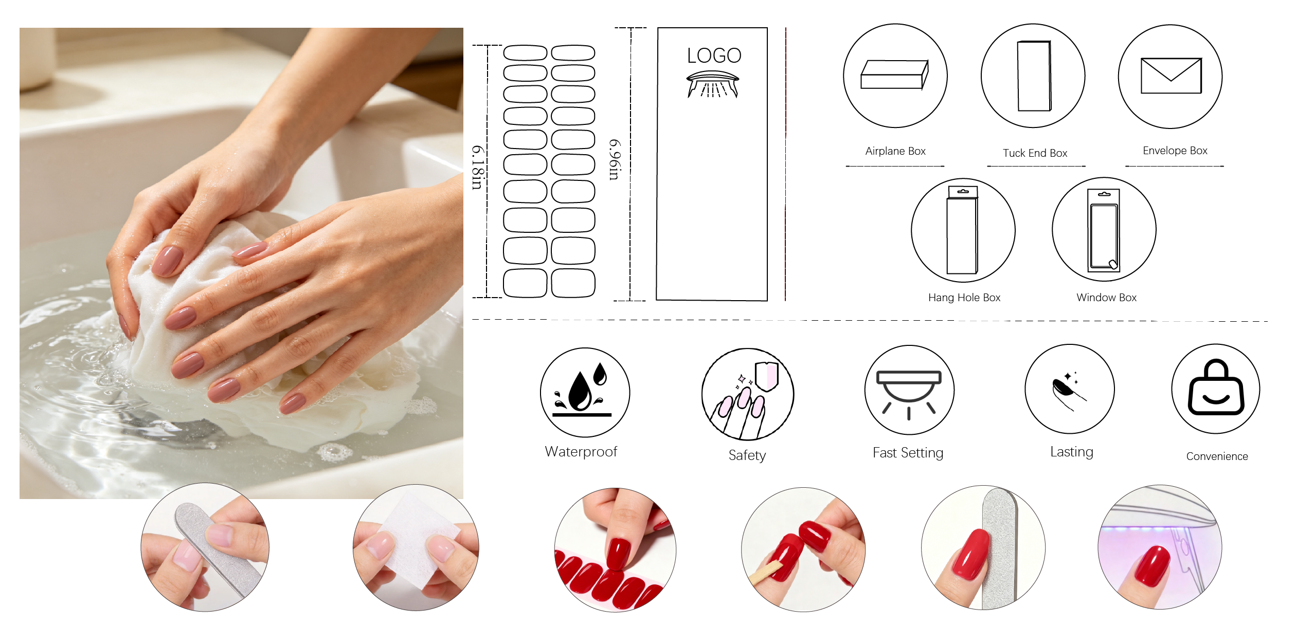 Solid Color Gel Nail Sticker Glossy Salon Nails