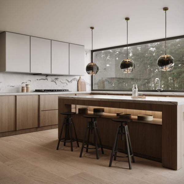 Armoires de cuisine modulaires de grain de bois