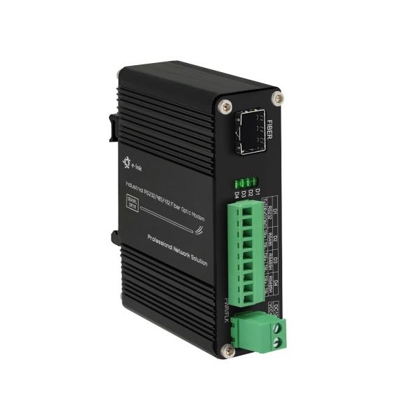 Módem de fibra industrial RS232/RS485/RS422 hasta 80 km, montaje en carril DIN