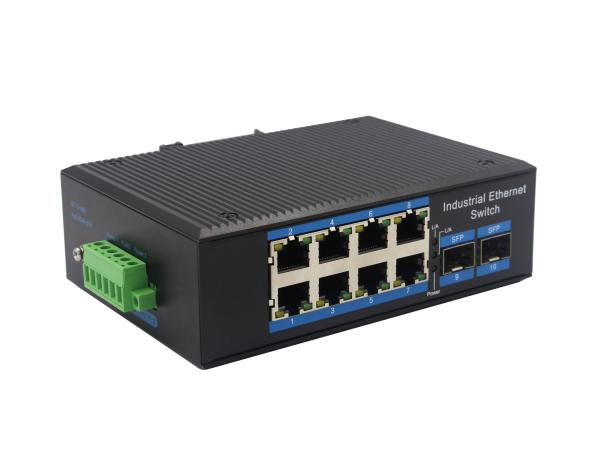Industrial SFP Ethernet Switch 2 SFP 8 UTP Port Gigabit Fiber Converter 24V Power Supply