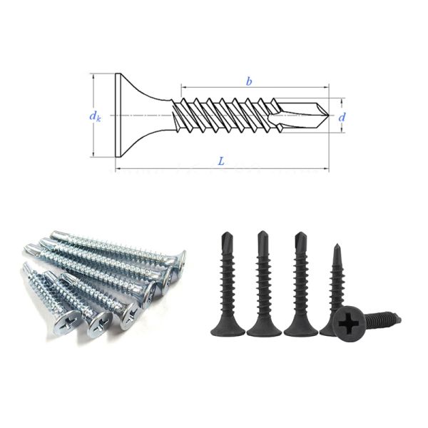 Carbon Steel Self-Drilling Black Bugle Head Screws with Cross Drive