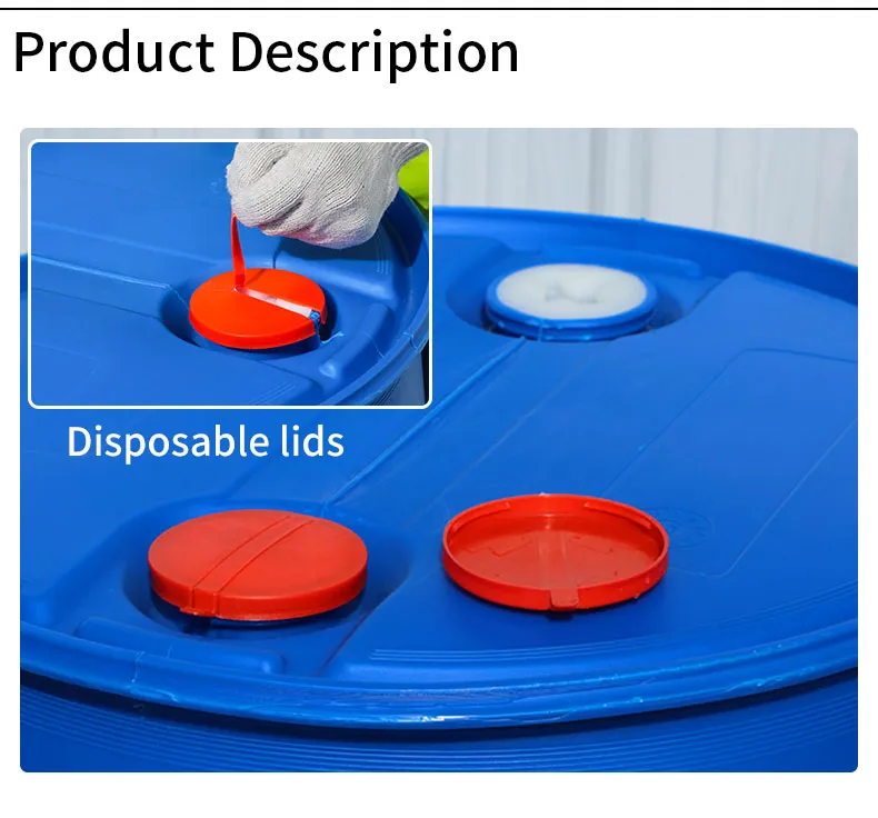 Durable 200L HDPE Plastic Container Barrel With Two Small Holes