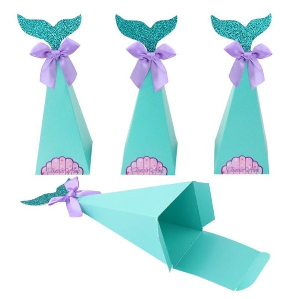 Wedding Birthday Party Customized Gift Box Paper Candy Box With Mermaid Tail