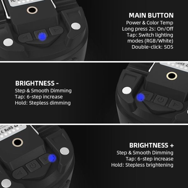2700-6500K Color Temperature RGB LED Portable Camping Lantern Emergency Light 6-level Brightness IPX7 Waterproof Outdoor