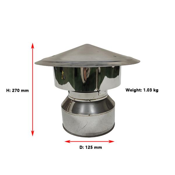 5 Chimney Flue Rain Caps Quick Bolt On Galvanised Silver Color