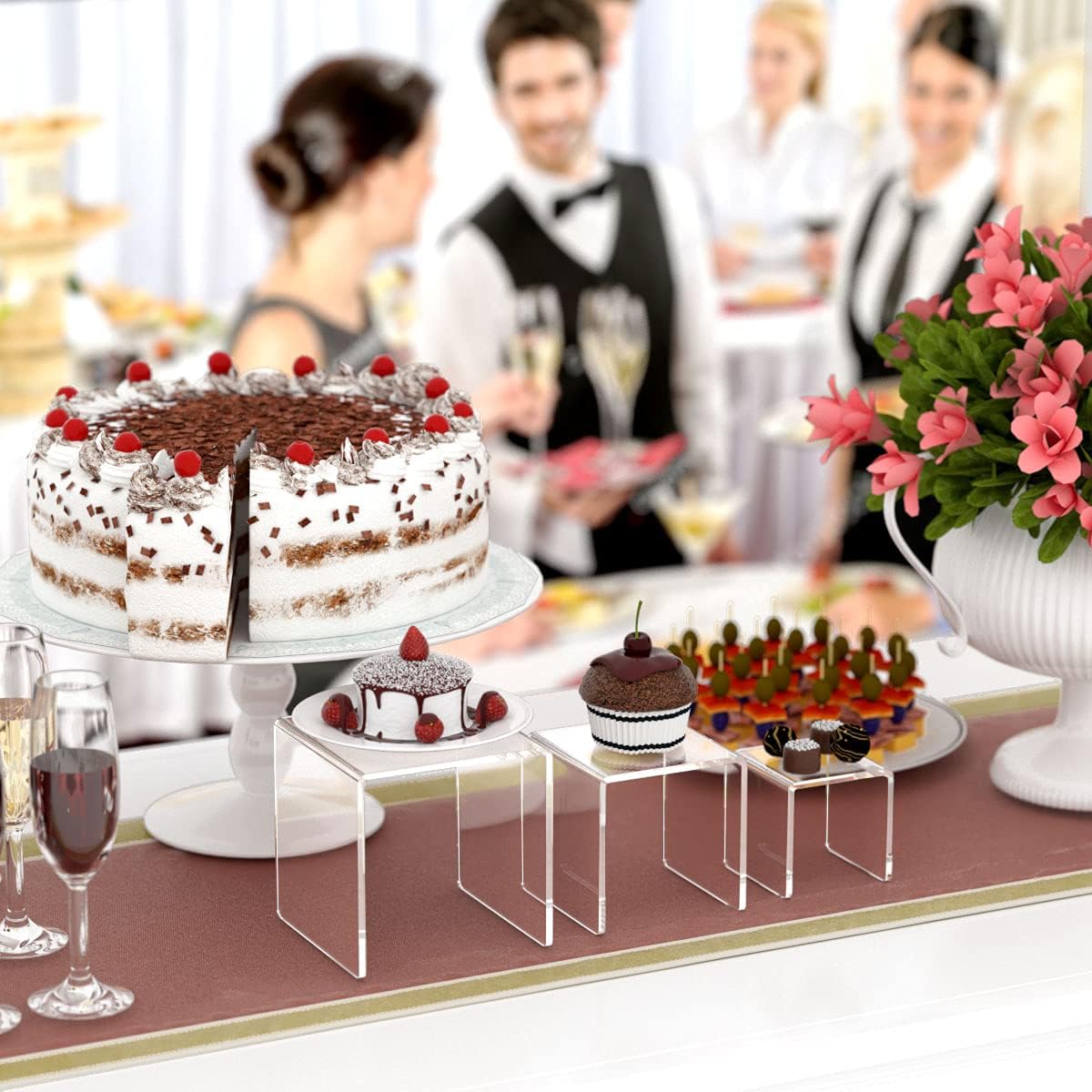 Прозрачный акриловый дисплей Rack Risers Stand Витрина для десертных ювелирных изделий