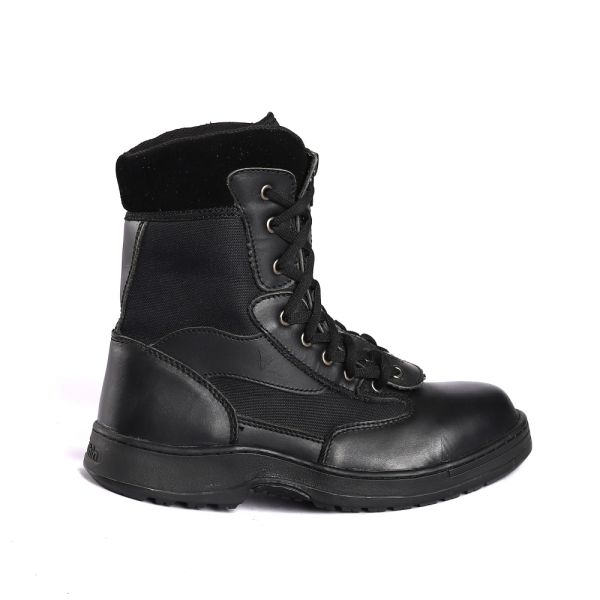 Водонепроницаемая стальная обувь Антискользящая PU подошва Шнурки для работы Черный цвет Человек Обувь безопасности
