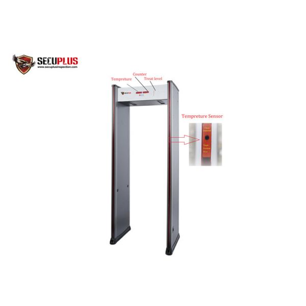 Indoor Metal Detector Gate 18 Zones Temperature Measure Sound / LED Lights Alarm