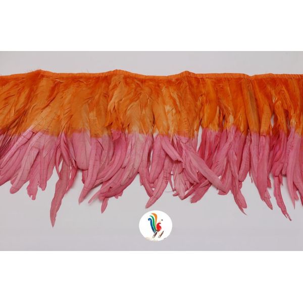 Pattern Bleached Two Tones Color Rooster Coque Feather Fringe Trim for Samba Costumes