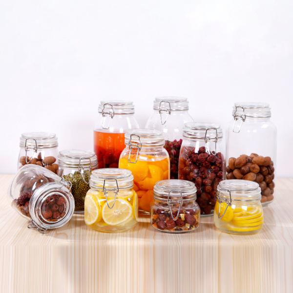 Frasco de aço inoxidável do armazenamento do vidro de selagem da curvatura em volta do chá quadrado Honey Bottle do alimento