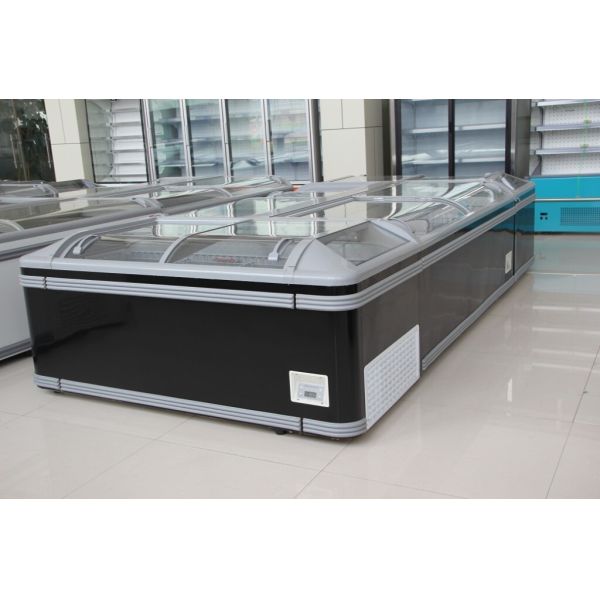 Замораживатель острова рекламы открытый верхний с стеклянной дверью для супермаркета