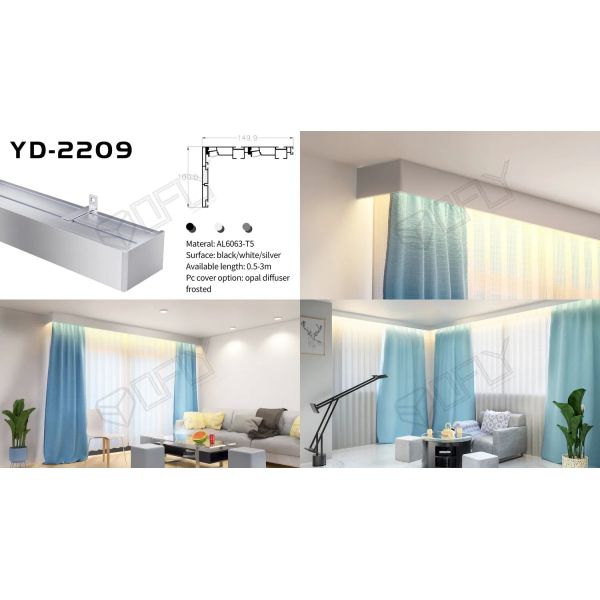 6063 T3-T8 Aluminum Alloy Anodized Finish LED Aluminum Profile with Customized Length for Surface Mounted LED Channel