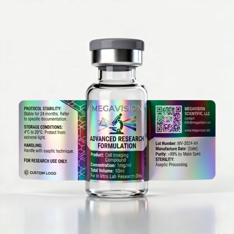 Research Compound Bottles Peptide Roll Stickers Factory Price Low MOQ Hologram PET Synthetic Paper Vinyl Bespoke