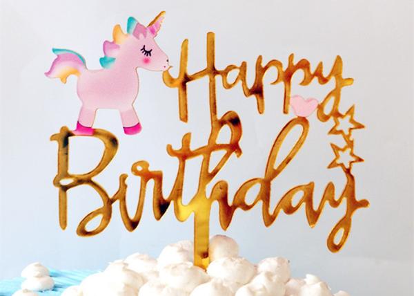 Non - Toxic Acrylic Cake Topper For Happy Birthday / Wedding Party Decorations
