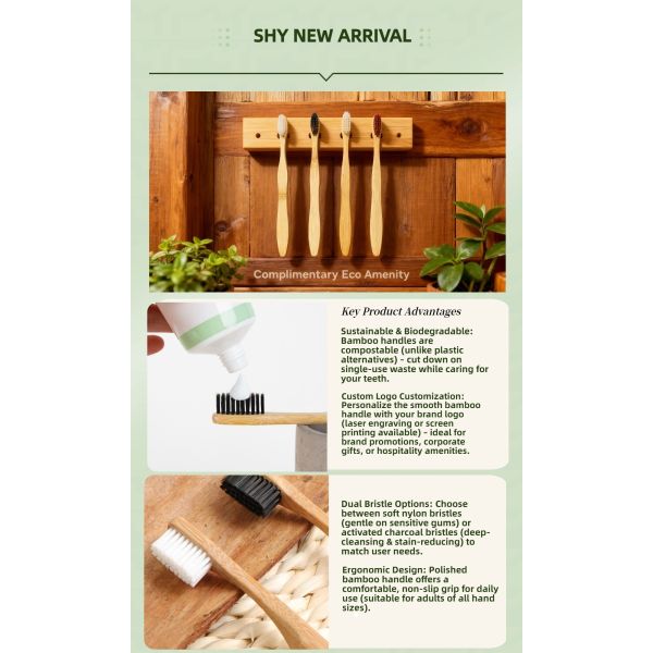 Natural Handle Soft Bristles Bamboo Toothbrush Biodegradable Eco Friendly Adult Children Portable ToothBrush