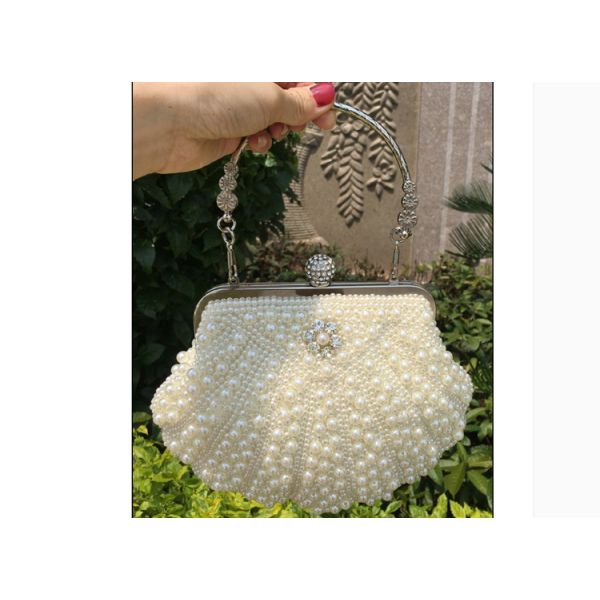 Shell pearl handmade string beads diamond slung over shoulder dinner evening bride retro dress cheongsam wedding bags