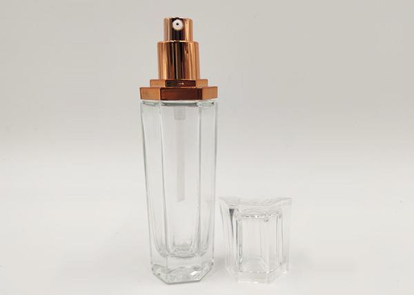 30ml 1oz Clear Glass Bottle Round / Square Multi Shapes With Lotion Pump